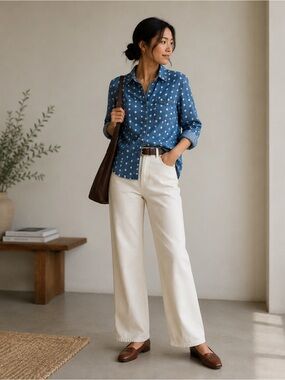 Urban Outfitters BDG Blue Polka Dot Button-Down Shirt